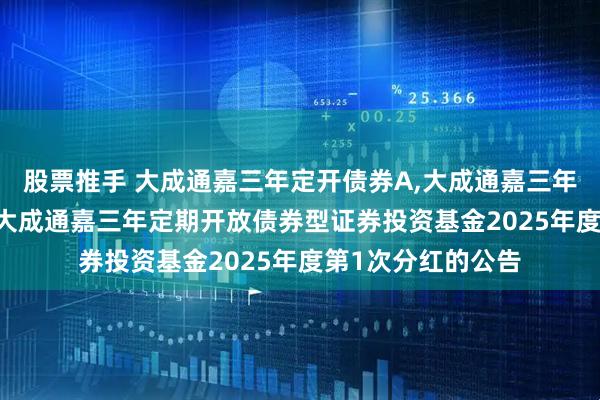 股票推手 大成通嘉三年定开债券A,大成通嘉三年定开债券C: 关于大成通嘉三年定期开放债券型证券投资基金2025年度第1次分红的公告