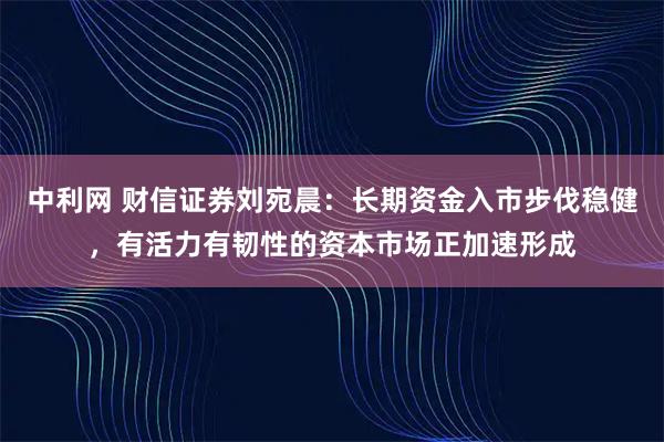 中利网 财信证券刘宛晨：长期资金入市步伐稳健，有活力有韧性的资本市场正加速形成