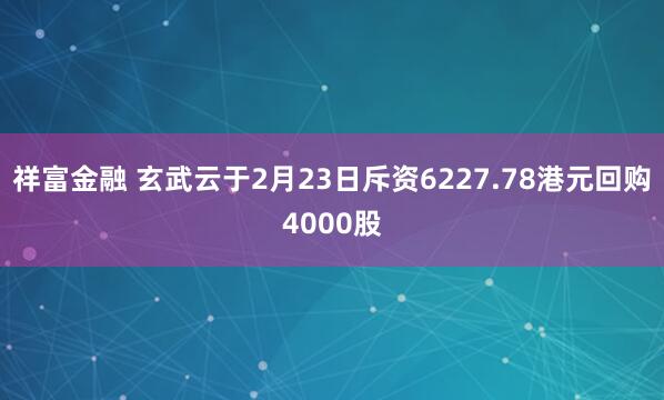 祥富金融 玄武云于2月23日斥资6227.78港元回购4000股
