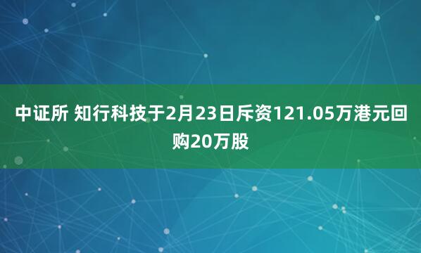 中证所 知行科技于2月23日斥资121.05万港元回购20万股